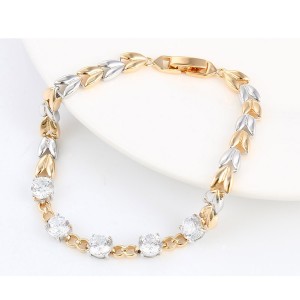 Eleganta rokassprādze multicolor ar cirkoniem, zelta un rodija pārklājumi